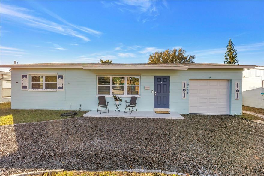 Super cute 2 bedroom, 1 bath, 1 car garage home on a nice size lot.  Open floor plan that's perfect for entertaining plus updated kitchen and bathroom.  New windows in 2023, new roof in 2022, new garage door in 2025, updated electric panel, screened-in back porch plus a storage shed.  Lots of room in the back yard for a pool and/or garage.  There's alley access with potential to build an ADU in the back.  Washer & dryer convey plus there are hurricane panels for all windows.  Close to shopping, restaurants and parks.  Easy access to the beaches, downtown St Pete and I-275.