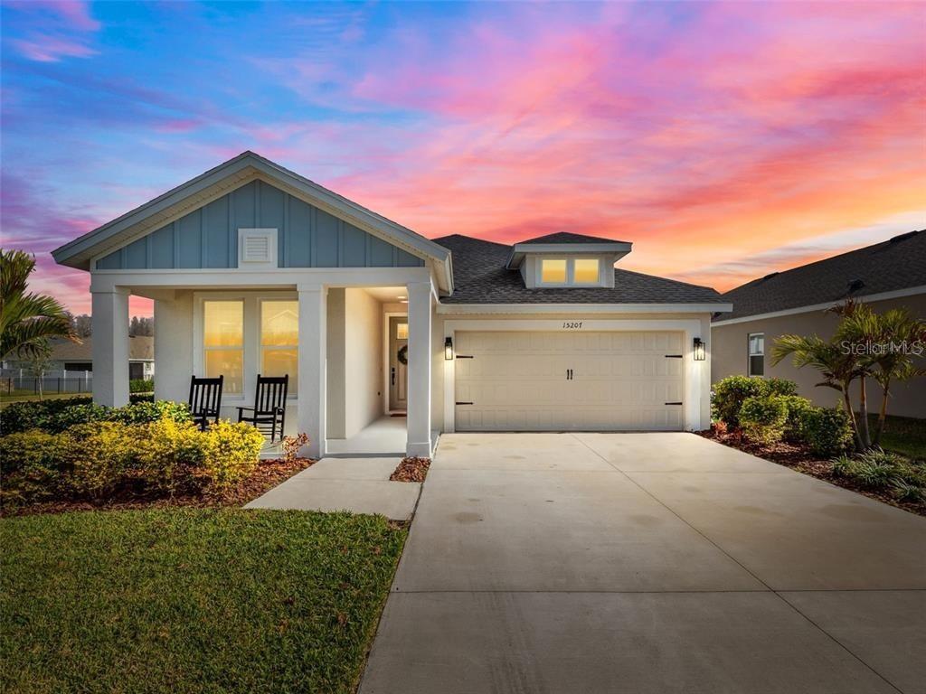 STUNNING FULLY UPGRADED 3 Bedroom 2 Bathroom Asturia home on a corner lot available for rent! Walking in you will be impressed with the luxury vinyl flooring, 8 foot doors, and ship lap throughout the main areas of the home. The living area is open and spacious. The kitchen features trendy shaker cabinetry, quartz countertops, upgraded wall oven, stylish backsplash, and pendant lighting over the large island. The fridge, oven, microwave, and dishwasher are all stainless steel Kitchen Aid. The adjacent living and dining rooms are breathtaking with shiplapped feature wall complete with electric fireplace, built-ins and wood window casings. Enjoy indoor/outdoor living with a full wall of sliders overlooking a spacious backyard. The luxury vinyl flooring carries through to the master bedroom which is tucked away at the back of the house and features a tray ceiling to make a large space feel even larger. The master bathroom is magazine worthy with an extended frameless glass shower enclosure, honeycomb shower tile floor, double vanity with quartz countertops and upgraded cabinetry for amazing abundant storage. The two additional bedrooms are located at the front of the home for optimal privacy. Both feature plush carpeting. The connecting hall bath has a shower-tub combination. The laundry room features built-in cabinetry for optimal space. Outside is your tropical oasis, with beautiful palm trees and extra fenced in space on both sides of the home due to being on the corner. Extra features include a pre wired surround sound and hurricane shutters. Asturia is a master-planned community with a clubhouse, resort style pool, state of the art fitness center, walking trails, playground, dog park and passive parks throughout the neighborhood. The community hosts many events including food trucks, pool parties, barbecues and socials. Located minutes from the Veterans Expressway which makes it a quick drive to Tampa, shopping, restaurants, movie theatres and more.