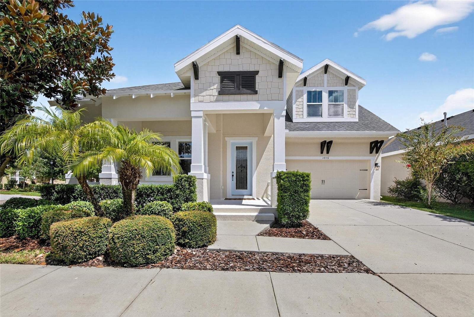 This stunning 4 bedroom, 2.5 bath, pool home sits on a coveted corner lot, zoned for the A rated Fishhawk schools, with abundant amenities & green spaces all around! It truly is "A MUST SEE", & PRICED BELOW RECENT APPRAISED VALUE! As you walk up to the front door you will notice the oversized wrap around porch, which is just the beginning of things to love here! Upon entering you are welcomed by the dramatic staircase with wrought iron accents and wood look ceramic tile flooring. Off to the left, through the glass French doors, is the office. The office is full of natural light with lots of windows and views for your work from home days. Just down the hall, you are sure to be WOWED by the spacious kitchen that overlooks the dining and family room. With 42" white cabinets with crown molding, granite countertops, gorgeous arabesque tile backsplash, an oversized center prep island with seating for 3, & stainless steel appliances, to include a gas range with a double oven, what's not to love! From the family room, which is perfect for entertaining, you can open up the expansive wall of glass sliders to expand your entertainment space to the stunning extended pavered lanai complete with a salt water, Pebble Tec pool with waterfalls, & a sun deck with fountains, not to mention the fenced in, landscaped, private backyard. Back inside, off of the family room is the large primary bedroom & primary ensuite bath, with oversized soaking tub, separate shower, separate water closet & double sinks with granite countertops with tons of counter space. The primary walk in closet has adjustable built ins with plenty of space for both his and her stuff, as well as tons of shoes! Completing the first floor is the laundry room and guest powder room. Upstairs there are 3 additional spacious bedrooms, 2 with built in adjustable closet systems. They share the second bath, which has double sinks, granite countertops with lots of cabinet and counter space. In addition this home has a huge bonus room, perfect for a theatre room, game room, teen space or whatever you chose to use it for. The home has been freshly painted inside and out, has 2 HVAC units and a tankless gas hot water heater for energy efficiency. Don't delay , call for a showing today, as it won't last long!