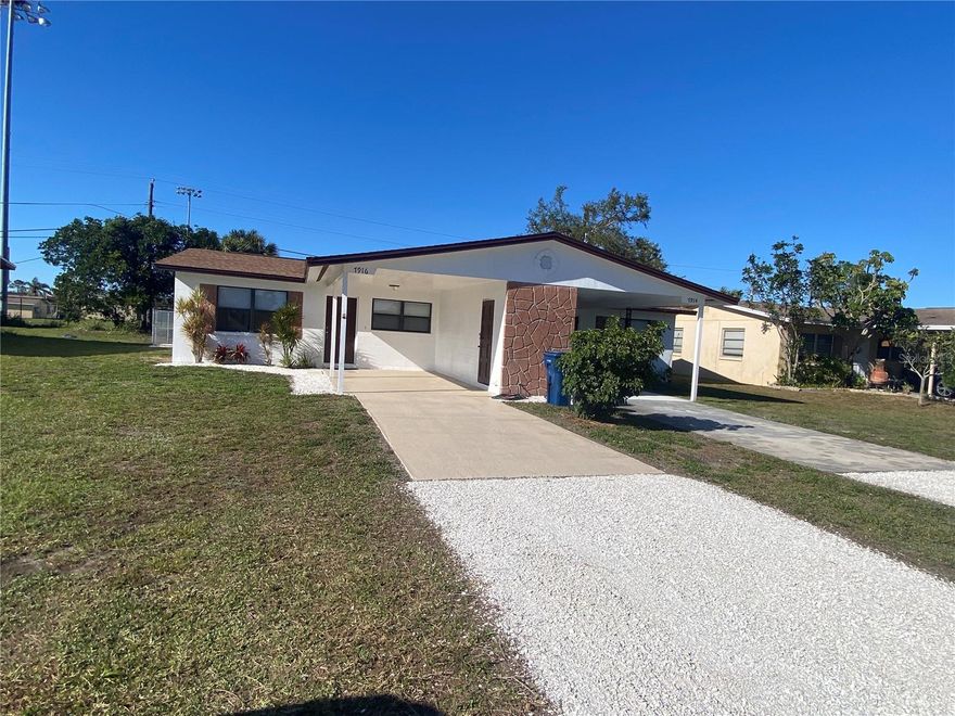 ENTIRE DUPLEX FOR SALE with 2-UNITS offering 2 BEDROOMS & 1 BATHROOM in BOTH UNITS. Welcome to 7914/7916 43rd Ave W, Bradenton, FL 34209—a charming duplex offering a total of 4 bedrooms and two bathrooms across 1,484 square feet with a fenced-in backyard and a view of Palma Sola Park, so no neighbors behind you. Seven (7!) minutes away from beautiful, historic Anna Maria Island, grouper sandwiches, and one-of-a-kind sunsets. This is an investor's dream with a consistent rental history since 1996 in a PRIME LOCATION! A NEW ROOF was installed in January of 2024, and a Uniform Mitigation Verified Inspection was performed by a certified inspector (Documents Available). A NEW AC was PERMITTED and installed in the west side unit (7916) and has been RENOVATED with BRAND NEW APPLIANCES (stove, range hood, and refrigerator), NEW waterproof CHARLESTON OAK LUXURY VINYL PLANK FLOORING IN BOTH BEDROOMS, freshly painted acrylic interior walls, and custom hand-textured ceilings. The entire 7916 unit has BRAND-NEW LIGHT FIXTURES and WINDOW BLINDS. The bathroom has been updated with a BRAND-NEW VANITY with a Carrara marble countertop and a new faucet. It includes a large, recessed, mirrored medicine cabinet, a hotel-style towel rack, and a new toilet. The bathroom has freshly deep-cleaned tile that stretches through the living room and kitchen. The kitchen has REFINISHED CABINETS, a brand-new countertop, sink, faucets, and a garbage disposal. The 7914 unit is currently on a month-to-month, entering its ninth year of occupancy.  Current upgrades to this unit include a NEW BATHROOM VANITY and MIRRORED MEDICINE CABINET. The refrigerator was replaced in 2023, and the air conditioning system has been well-maintained. Situated on an 8,398-square-foot lot, this duplex is ideal for investors seeking rental income or homeowners looking to reside in one unit while renting out the other. The property’s location in Bradenton provides easy access to local amenities, schools, and recreational areas. Don’t miss the opportunity to own this well-maintained duplex with significant updates. Contact us today to schedule a viewing and explore the potential of 7914/7916 43rd Ave W, Bradenton, FL 34209 : ) SHOWINGS ARE BY APPOINTMENT ONLY. SEE SHOWING REMARKS. THE ENTIRE DUPLEX IS FOR SALE/ BOTH UNITS.