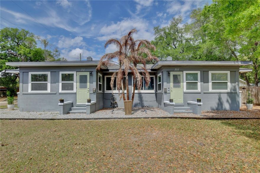 Discover this exceptional Turn-Key Duplex Investment Opportunity at 101/103 E. Winter Park Street in the highly sought out College Park District. Fully renovated duplex on a Double corner lot, ready for immediate income or owner-occupancy. Each unit features 2 bedrooms and 1 bathroom with modern finishes, bonus front rooms and inside laundry rooms for ultimate tenant convenience. Perfect for a house-hack strategy-live in one unit and Airbnb or lease the other to offset your mortgage and generate income. Both units have separate electrical and water meters simplifying management and maximizing efficiency along with a Generac generator serving both units during power outages. The property offers ample space for expansion, including the potential to add an ADU for increased rental income. The detached “as-is” GARAGE offers buyer opportunity to customize or upgrade. Conveniently located within walking distance to Advent Health, its highly attractive to healthcare professionals and long-term tenants. A versatile, income-producing property with modern upgrades, tenant-friendly amenities, and future expansion potential.