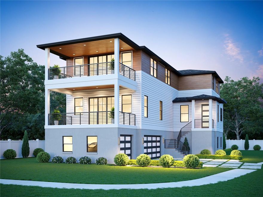 Under Construction. Completion date October 2024. Contemporary opulence and enduring sophistication in this stunning BRAND NEW CONSTRUCTION home, masterfully crafted by the renowned Bay To Bay Group, a distinguished boutique builder in St. Petersburg. This exquisite residence, featuring 4 bedrooms, 3.5 bathrooms, a 3-CAR GARAGE, ELEVATOR, and POOL, is perfectly positioned along the prestigious BAYSHORE Blvd. Nestled among multi-million dollar homes, it enjoys proximity to serene water vistas, lush parks, the Shore Acres Recreation Center, the newly built YMCA, and a picturesque pathway leading to Downtown St. Petersburg. As you enter this expertly designed home, the first level, built with solid block construction, reveals a spacious garage that can accommodate three cars and a golf cart, along with ample storage solutions. The home spans 4 bedrooms and 3.5 bathrooms, including dual primary suites – one on each level – epitomizing modern comfort and luxury. A grand great room with a FIREPLACE opens onto a balcony, while the expansive kitchen, with its large island, serves as the perfect setting for hosting gatherings. Every detail reflects the meticulous craftsmanship of Bay To Bay Group, with engineered hardwood flooring throughout, contemporary porcelain tiles in the bathrooms, and a dedicated laundry room. The main living area boasts lofty 10-foot ceilings, with 9-foot ceilings on the upper level, and an impressive 8-foot front entry door equipped with impact glass and hurricane-resistant windows. Inside, contemporary 8-foot solid doors, modern trim, chic hardware, and sleek ceiling fans enhance the sense of contemporary elegance. The kitchen is a culinary haven with sleek cabinetry, luxurious quartz countertops, and top-of-the-line VIKING appliances. Complete with walk-in Butlers pantry. Ascend via your private ELEVATOR to the third level, where the primary bedroom awaits with a fireplace and a covered balcony offering serene morning views. The en-suite bathroom is a spa-like retreat, featuring a spacious shower and a standalone tub with exquisite finishes. Outdoors, a covered back balcony provides a tranquil escape, while a covered lanai invites relaxation by the azure SALTWATER POOL, complete with a SPA. The expansive backyard, enclosed by a vinyl fence, ensures privacy and includes an OUTDOOR KITCHEN and OUTDOOR SHOWER amidst lush landscaping, complemented by an automated sprinkler system. This extraordinary residence not only showcases meticulous design but also champions energy efficiency, featuring Icynene attic insulation, pre-installed low voltage wiring, efficient LED lighting, and a high-efficiency air conditioning system. Immerse yourself in the splendor of this idyllic property by scheduling a private viewing today. With the opportunity for the buyer to select some finishing touches, this is a rare chance to secure your place within one of St. Pete's most esteemed waterfront communities.