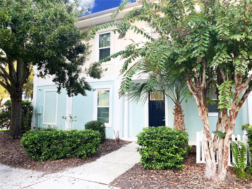 LOCATION! LOCATION! LOCATION! This beautifully maintained townhouse is perfectly situated just steps from the community heated swimming pool, spa, 24-hour fitness, clubhouse, and business center—everything you need right at your doorstep for resort style living!  Located in a secure, gated community and move-in ready, this spacious 3-bedroom, 2.5-bath home offers both comfort and convenience in every detail. The large, bright kitchen features ample cabinetry, a newer granite island, and a double oven—ideal for everyday meals and effortless entertaining. Adjacent to the kitchen, the expansive dining room boasts an elegant tray ceiling and recessed lighting, creating a modern, upscale ambiance. The generously sized living room offers plenty of space for relaxing or hosting guests. Sliding glass doors lead to a screened-in patio—perfect for enjoying beautiful Florida days in comfort and style.  Upstairs, the desirable split floor plan places the primary bedroom on one end for added privacy, with the second and third bedrooms located on the opposite side. One of the secondary bedrooms can easily be converted into a home office, making it perfect for today’s work-from-home lifestyle.  The spacious primary suite includes a walk-in closet and a private ensuite with a tub/shower combination, granite countertop, and ample storage. The guest bathroom features a walk-in shower, granite countertops, and generous storage as well. All bathrooms are finished with granite countertops, adding a sleek, modern touch throughout.  The first floor is finished with tile for easy maintenance, while the upstairs bathrooms also feature tile flooring, and the bedrooms are carpeted for added comfort.  The home has a new AC unit (2024). Entire house painted (2024). A prime location just moments from Disney World, Silver Spur Arena and other major attractions, shopping and entertainment. Don’t miss this ideal combination of space, amenities, and location—schedule your private showing today!