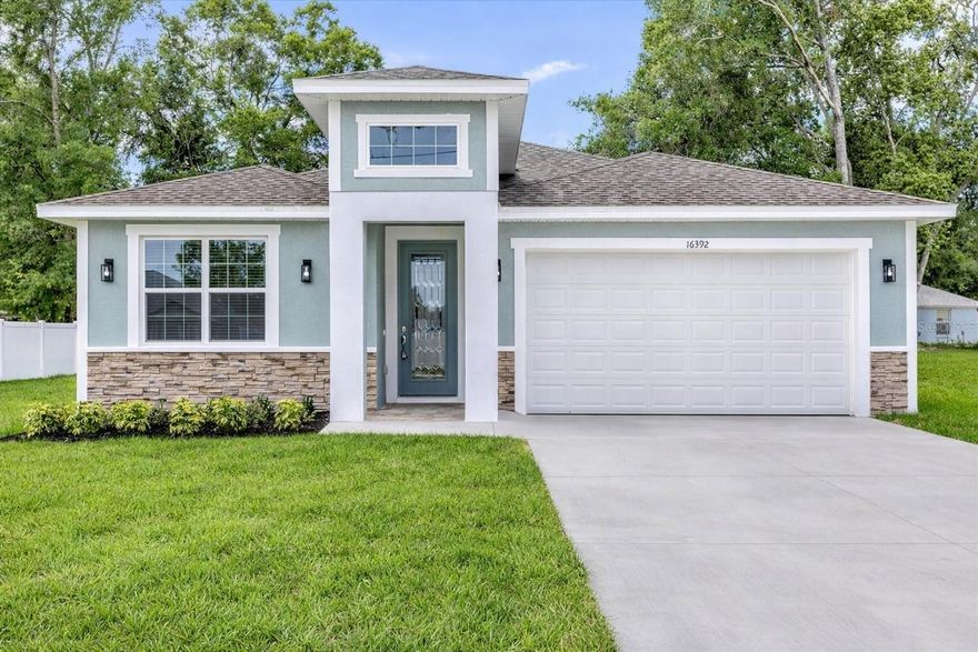 One or more photo(s) has been virtually staged. Completed and move-in ready, this brand new 4-bedroom, 3-bathroom home in Orange Blossom Hills offers 2,057 sq ft of modern living with no HOA and $5,000 toward closing costs, plus a 1-year interior/exterior warranty and 10-year structural warranty.

Inside, you’ll find an open-concept layout with high ceilings, crown molding, ceramic tile throughout (no carpet), and granite countertops that create a clean, modern feel.

The split-bedroom floor plan includes two en suites, ideal for multigenerational living, guests, or added privacy. The kitchen features stainless steel appliances, soft-close cabinetry, and ample counter space, flowing seamlessly into the main living areas.

Situated on a generous lot with no HOA restrictions, there’s plenty of room for a boat, RV, or recreational vehicles. Additional highlights include a 2-car garage, well and septic, and a covered patio for outdoor living. This home may qualify for USDA financing, offering eligible buyers the opportunity for 0% down payment.

Located just minutes from The Villages, shopping, dining, and medical facilities, with easy access to Mount Dora, Leesburg, Ocala National Forest, and major cities within 90 minutes.

New construction at this price point, with no HOA and buyer incentives, is a rare opportunity. Schedule your showing today.