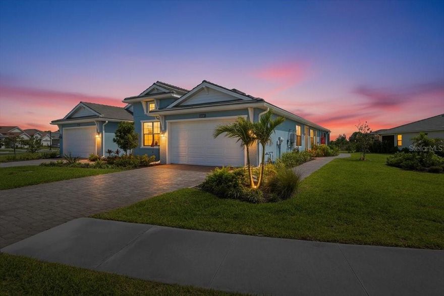 Welcome to elevated Florida living in the heart of Wellen Park. Perfectly positioned within the highly desirable gated community of Solstice, this exceptional Toll Brothers Dunnet model villa sits on one of the largest homesites in the neighborhood—a rare offering that provides an uncommon sense of space, privacy, and opportunity. This impeccably maintained 3-bedroom residence showcases an open-concept layout filled with abundant natural light and refined upgrades throughout. Engineered hardwood flooring flows beautifully through the main living areas, complemented by 9’4” ceilings, 8-foot doors, and elegant tray ceilings in both the living room and primary suite, creating a bright and airy atmosphere that feels refined and inviting. At the center of the home, the upgraded kitchen layout seamlessly connects to the dining and living areas, making it ideal for entertaining or everyday comfort. Thoughtful features continue throughout the home, including a laundry room with stackable washer and dryer and additional cabinetry for storage, as well as a garage with a durable speckled epoxy floor finish. One of the home’s most impressive highlights is the expansive 400-square-foot extended lanai, offering a true extension of the living space. Overlooking a tranquil preserve, this outdoor retreat provides the perfect setting for relaxing, dining al fresco, or hosting guests year-round while enjoying the peaceful natural surroundings. Residents have the rare opportunity to add fencing and even design a private pool, allowing you to create a fully customized backyard oasis—an exceptional advantage within this community. Residents of Solstice enjoy resort-style amenities including a clubhouse, lap and resort-style pool, fitness center, pickleball courts, dog park, and playground, all within a beautifully maintained gated setting.Ideally located just minutes from CoolToday Park and the vibrant shops, dining, and entertainment of Downtown Wellen, this home also offers convenient access to the world-renowned Gulf Coast beaches that make Southwest Florida so desirable.
