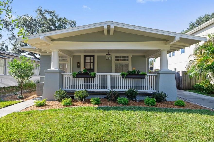 ** Update, seller offering $10,000 in concessions**
Welcome to this tastefully renovated 1912 bungalow home, crafted with the intent to perfectly blend antique craftsman charm with the new, clean and modern style. 
Upon arrival you are greeted with lush landscaping and a welcoming oversized front porch ideal for that morning coffee or that evening night cap. Walking through the vintage front door looking through the living room, formal dining room and kitchen you will feel the open layout of your home. Seamless country oak luxury vinyl flooring through out, to the left original fireplace with quartz hearth and plenty of original craftsmen windows bringing in delicate amount of natural light. 
Approaching dining room through craftsmen tapered pillars you will notice the mention blend of modern and antique as you lay eyes on the butlers pantry/dry bar. All original trim encompassing windows and doors leading to the exquisite soft close cabinets with bronze handles and pulls. The kitchen with plenty of counter and cabinet space features quartz counter tops and beautiful marble back splash.
The large master bedroom has porch view, great natural light, and ensuite bathroom. Ensuite is quartz tops, marble floor, marble shower with gold trims. Guest bathroom features quarts vanity and beautiful marble floors.
Second bedroom provides ensuite half bathroom with toilet and quartz vanity. 
Upstairs is the sunroom style loft with Birds Eye view of the neighborhood. Three walls full of windows and a closet, this quaint and quiet (with separate heating and AC) will make a perfect office or third bedroom. Whole home boast newer AC unit, new duct work through out, new lighting and charm. 
Walking distance to all that bay to bay and bayshore Blvd offer. Sought after Plant high school is only 3 minutes away
Home was recently tented as a precaution and so warranty can be given to buyer