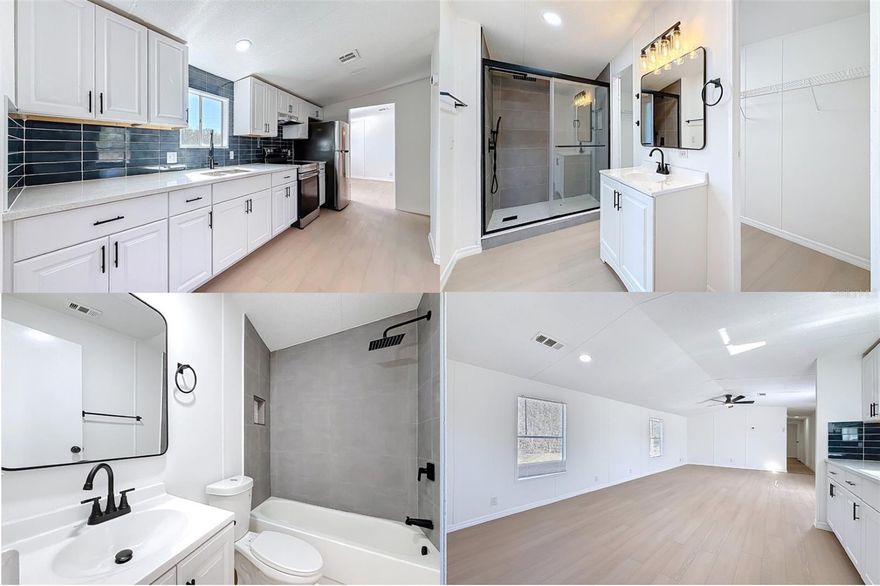 Escape to the countryside with this completely RENOVATED & UPDATED 3-bedroom, 2-bathroom home nestled on 3.488 acres of serene landscape. New Air Conditioning system with a Newer roof!!!  Enjoy the freedom of NO HOA!!  Step inside and discover a light/bright and airy open floor plan.  You will love the vaulted ceilings and how big this home feels!  The fresh neutral painted interior is flooded with amazing natural light. Upgraded gorgeous Vinyl Plank Flooring can take on the daily traffic and family life which will certainly include a lot of outdoor play.  There are new interior lights within. There are new upgraded ceiling fans in all the rooms.  Measuring 14' x 16', the spacious kitchen is the real heart of this home. It includes beautiful quartz-countertops, glassy modern backsplash that provides a pop of color, stainless steel sink with a goose-neck faucet for easy pot filling and clean ups, upgraded creamy white cabinets, Stainless Steel Appliances & generous cabinet and counter space!!  The kitchen flows into the main living areas, offering plenty of room for family and guests.  The huge Primary Bedroom measuring 11' x 15' is a MUST SEE.  The homeowners will appreciate how large this space is. The Primary Bathroom is spa-like with its neutral colors, inviting and modern shower and sleek fixtures.  Everything is NEW..new vanity, new sink, new toilet, new mirror, new lights, and a new drop dead gorgeous shower with genuine tile walls. Must See Walk In Closet...Primary Closet measures 4' x 14'  The split plan floor plan is perfect for privacy.  The secondary bathroom is amazing...new metal tub/shower, new light fixture, updated toilet, plus a new mirror. New Air Conditioning system with a Newer roof as another added benefit!  Outside, a spacious front yard and backyard beckons outdoor gatherings and ample storage for your boat, ATV's, and more. The front yard has a perimeter fence and gate for added privacy!  Leave the hustle and bustle behind—schedule your viewing today!