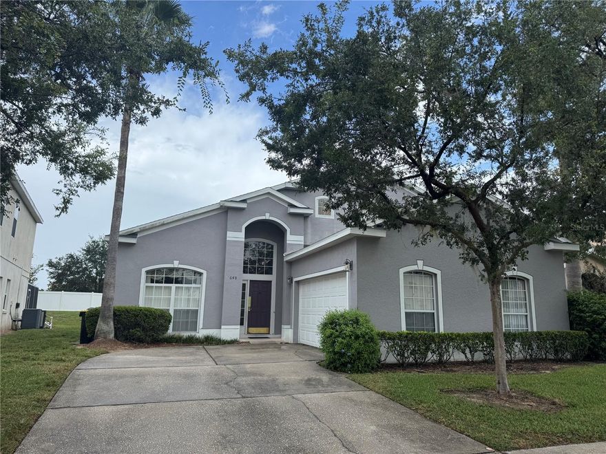 A beautiful 5 Bedroom 4 Bath Unfurnished Pool home in the much sought after community of Hampton Lakes. This large spacious open plan home offers space for the whole family, with 2 Master suites downstairs and 3 additional bedrooms upstairs. This will maintained home will be freshly painted before move in. The large kitchen has all  stainless steel appliances, flooring is also newer with carpet in the bedrooms and new wood-like vinyl flooring in the other spaces. The garage has been converted into a games room/office/bonus room. The pool has also been resurfaced and has a extended pool deck for sun all year round if wanted & not over looked on the back for privacy. The attractive community has Basket Ball, Tennis, Volley Ball and a sanded play area. Hampton Lakes is situated off the 27, close to shopping, restaurants, the 192, Disney and all the theme parks. The monthly price includes lawn care & Pest control. This truly is a one of a kind home that has been well maintained, call today as this one will not last long !!