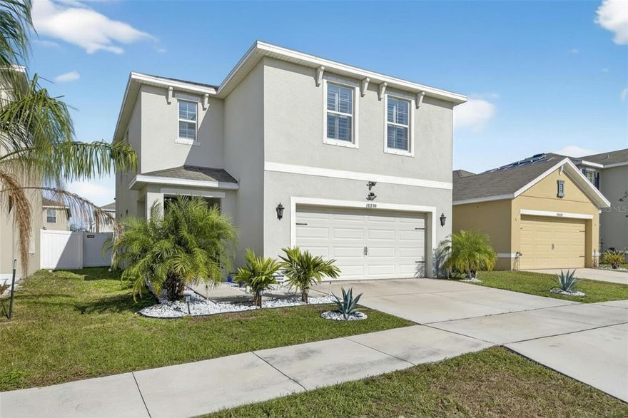 10230 Geese Trail Circle | 4 Beds | 2.5 Baths | 2,328 Sq Ft | Fully Fenced Yard | Searching for an affordable 4-bedroom home that doesn’t cut corners on space or upgrades? This 2019-built home in the Orchids at Cypress Creek offers over 2,300 sq. ft. of efficient living space, plus a large, private backyard. All four bedrooms and the laundry room are tucked upstairs for added privacy and everyday ease, along with a versatile loft that’s perfect for a home office, playroom, or workout space.
The open-concept main level features upgraded laminate flooring and a spacious kitchen with quartz countertops, stainless steel appliances, and a walk-in pantry. Plantation shutters throughout the home add timeless style and privacy, while upgraded lighting, ceiling fans in every bedroom, and modern bathroom fixtures add comfort to daily living. The primary suite includes an oversized walk-in closet, dual sinks, a walk-in shower, and a private water closet.
Step outside to a fully fenced backyard with an extended patio — perfect for relaxing, entertaining, or letting pets play. The home also includes hurricane shutters, a security system, and security cameras for added peace of mind. Cypress Creek residents enjoy resort-style amenities including two pools, a clubhouse, fitness stations, a dog park, playground, trails, and more — all with low HOA fees and included internet.
If you're searching for a 4-bedroom home with upgrades and a fenced yard near Tampa, all for under $400k, this one is a standout.