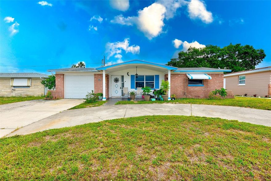 Welcome to your new home in the charming town of Holiday, FL! This delightful two-bed, 1.5-bath home is a perfect match for first-time home buyers or flippers looking to update. Don't miss out on this gem! The cozy living room offers an ideal setting for both relaxation and entertainment, with ample natural light streaming through large windows - the perfect spot for hosting family and friends. The versatile living space includes other areas that can be multi-purposed for convenience. The semi-open kitchen has a breakfast bar, abundant cabinets and ample countertop space provide the ideal space for cooking & storage. Includes a master bedroom, with an adjoining second bedroom & full bathroom in the hallway nearby. A second toilet & shower is in the garage, with a utility sink. The washer & dryer are in the one-car garage. Double wide driveway & a circle drive for convenience. The mostly fenced-in backyard is perfect for privacy and outdoor activities, and the patio provides a great place to relax and enjoy the Florida lifestyle. Fast access to US19 for easy travelling. Close to amenities like restaurants, shopping, medical facilities, airport, places of worship, schools, beaches & tourist attractions, makes this location ideal! This could be your dream home or a super investment property. Being sold AS-IS for Seller’s convenience. This home is what you FLIPPERS and RENOVATORS have been looking for. Don’t miss out! Contact me today to schedule a showing. Great Investment opportunity. NO HOA Fees! Tahitian Gardens has a Club House & Pool with membership. Don't miss the opportunity to make this great home yours at a great price!