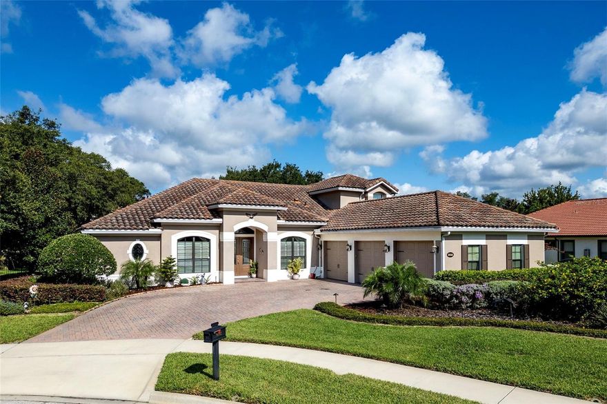 This spectacular custom-built Mediterranean style Executive home is the perfect place for you and your family to call home.  This gem is located on a nicely landscaped half -acre cul-de-sac lot in the exclusive Gated community of ESTATES AT WEKIVA PARK.  This neighborhood retreat, renowned for its exclusive lifestyle, enjoys a prime location, with direct access to the Wekiva trails, parks, and bike system, and is right next to Wilson's Landing with access to the Wekiva River, where you can enjoy canoeing, kayaking, and a multitude of outdoor activities.  It is also conveniently located, with easy access to major roadways I-4 and State Roads 417 and 429, making it a breeze to reach downtown Orlando, theme parks, and our world-famous beaches.  And you will appreciate that it is located in the highly acclaimed Seminole County school district.   This is a great home in a great community that will warmly welcome you and your family.  Your new home has wonderful curb appeal, boasting a custom paver driveway, tile roof, side entry 3-car garage, exterior accent lighting, and mature trees and landscaping. The back yard is completely fenced with attractive black aluminum fencing, providing a great place for kids and pets to play safely.  Plenty of room to add a pool, and there is already a pool bath! The home has been thoughtfully designed to include a split plan with 5 bedrooms plus office, 4 baths, and a large Bonus Room to provide a space for everyone and everything! Quality built with all the upgrades you would expect and more!  The heart of the home centers around the large gourmet Kitchen with wrap around breakfast bar,  large pantry, upgraded stainless steel appliances, granite countertops, solid wood cabinets, and breakfast nook, overlooking the spacious Family Room and Covered Lanai. Retreat to the luxurious Primary Suite with beautiful hardwood floors, lots of windows with Plantation shutters, tray ceiling, crown molding, built-in desk area,  and  lanai access. The Primary Bath offers luxurious amenities, providing a personal sanctuary for relaxation and rejuvenation.  Three other bedrooms and two baths are also on the first floor. And upstairs, you will find a great Bonus Room that nicely accommodates a pool table, the fifth bedroom, a full bath, and a Media Room that is currently being used for Storage! The three-car garage has a 50 amp outlet for RV or EV connection, and overhead storage racks which provide even more storage!  This home is 100% Energy Star 3.0 certified, and includes energy-saving features that include core-fil insulation in blocks, R-38 ceiling insulation, Radiant Roof Barrier, and low-E double pane windows.  There is also a Security System.  This home has been well maintained and is ready to welcome you and your family.  Seller will transfer their Choice Home Warranty, good through June 2026.  Please enjoy the photos and virtual video and call today to schedule your visit.