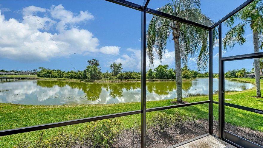 Experience the best of Sarasota living in Heritage Oaks Golf & Country Club, a highly sought-after bundled golf community known for its lush natural setting, abundant wildlife, vibrant social scene, and recently updated clubhouse offering a beautiful, modern gathering space for residents.

This maintenance-free villa features two bedrooms, two baths, and a flexible den with pocket doors, highlighted by a skylight that fills the space with natural light—an uncommon feature that sets this property apart. An attached two-car garage provides convenience and ample storage. The kitchen and baths are updated with granite countertops, and plantation shutters throughout enhance both style and privacy. The home shows clean, bright, and move-in ready.  Ideally positioned to capture a tranquil lake view, this villa offers a peaceful backdrop rarely found among similar properties in the community.

The screened lanai, complete with tile flooring and hurricane shutters, creates a comfortable outdoor retreat to enjoy Florida’s year-round sunshine. Additional updates include a newer hot water heater (2018), approximately eight-year-old air conditioning system, and appliances replaced within the past six years.

Ownership includes bundled golf membership, providing access to the community’s beautifully maintained course without the high upfront fees typically found in private clubs. Beyond golf, residents enjoy tennis, a fitness center, walking trails, five community pools, and a full calendar of social events—all centered around the newly renovated clubhouse and dining spaces.

Perfectly positioned in Sarasota, this home offers convenient access to everyday essentials, dining, and shopping, with nearby destinations such as Publix, Waterside at Lakewood Ranch, and the UTC shopping district. You’re also just a short drive to downtown Sarasota, renowned cultural venues, and the area’s world-famous beaches.

With exterior maintenance, including the roof, covered by the association, and located in Flood Zone X, where flood insurance is typically not required by lenders, this home offers true ease of living in one of Sarasota’s most desirable guard gated communities.

Whether you are seeking a full-time residence or seasonal getaway, this is an exceptional opportunity to enjoy the Heritage Oaks lifestyle at an attractive value. Schedule your private showing today.