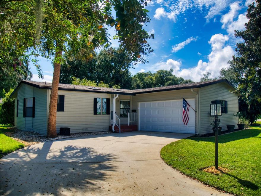 Large 2 bedroom with 2 car garage on a corner lot.  Screen porch is very large and elegant.  Sidewalk to the porch.  French Doors from inside into the screen room.  Family room could be converted to another bedroom.  Roof replaced 2016, a/c replaced 2019, remodeled kitchen 2012 with eat-in kitchen and formal dining room, pantry, wet bar,  remodeled guest bath 2012, remodeled master bath 2016, master bath has step in shower and two sinks, repiped water lines 2016, new refrigerator 1/21.
Walking distance to clubhouse. Very active community.  A few of the activities are:  intracoastal boat ramp, intracoastal fishing pier, tennis, pickleball, shuffleboard, heated pool, hot tub, fitness center, pool tables, bingo, cards, dances, ceramics.  The low HOA fee includes platinum cable, fast internet, choice of one storage (either for the boat or RV) when available.
RESORT LIVING EVERY DAY! ;Water: City