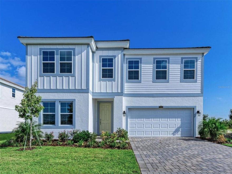 One or more photo(s) has been virtually staged. Pelican - 
This Pelican is Ready Now! The Pelican isn’t just a house; it’s a refreshing, open floorplan designed for joyful entertaining and everyday comfort. As you enter, a warm and inviting foyer welcomes you into the heart of the home. The grand room, spacious kitchen, and charming café flow together naturally, all overlooking your private covered lanai, the perfect setting for morning coffee or relaxed evening gatherings. On the main level, you’ll find a flexible formal dining room that can easily transform into a cozy den or home office, along with a comfortable secondary bedroom and bath that work beautifully for guests. Every detail has been thoughtfully chosen, from elegant Sonoma Linen cabinets and Frost Whte MSI Quartz countertops to the durable Polaris Plus LVP flooring that brings the whole space together. Upstairs, a generous bonus room offers endless possibilities for a media area, playroom, or creative space. Three additional bedrooms provide plenty of comfort, while the private owner’s retreat offers a peaceful haven. The spa-like bath features a large walk-in shower, a relaxing tub, and an oversized closet designed to keep everything organized. A spacious upstairs laundry room adds convenience and ease to everyday living. The Pelican blends timeless design, quality finishes, and modern comfort, a home thoughtfully crafted to fit your lifestyle. Don’t miss your chance to make it yours.
Listing Price amount for this Pending Sale includes Design and Structural Options. Images shown are for illustrative purposes only and may differ from actual home.