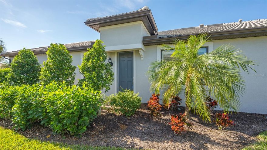 Exceptionally appointed lake front paired villa in popular Hammock Preserve on Palmer Ranch* Why wait to build when you can own this 3 yr. new Serenity model with extended lanai, privacy wall & water view* Only paired villa available with lake views* 2 bedroom plus a den or 3rd bedroom with 2 baths* Upgraded kitchen with white cabinets, quartz counters, stainless appliances* Neutral tile throughout the living area & office* Carpet in 2 bedrooms* Upgraded light fixtures, Plantation Shutters* Built by Divosta to all current hurricane standards* NO CDD FEE* Hurricane shutters* 2 car garage*  Association fee includes all landscaping, re-claimed water & irrigation system* Enjoy resort style amenities including clubhouse, fitness, heated pool, spa, tennis, pickle ball, bocci & more* Located in the heart of Palmer Ranch close to shopping, Legacy Bike Trail, restaurants, golf & world famous Siesta Key Beach*