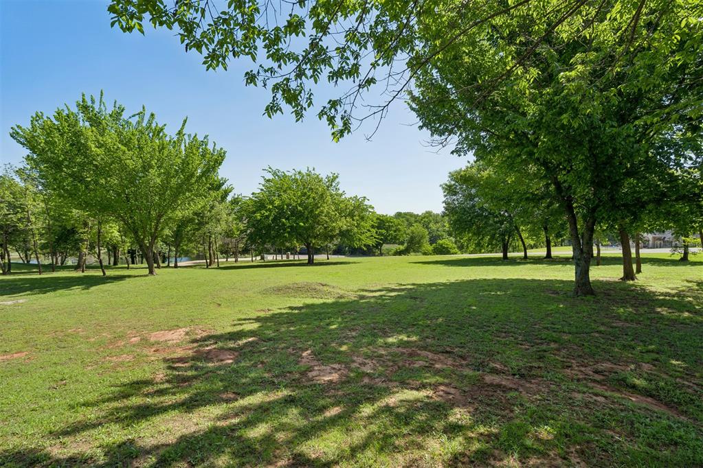 Expansive green space featuring mature trees providing natural shade