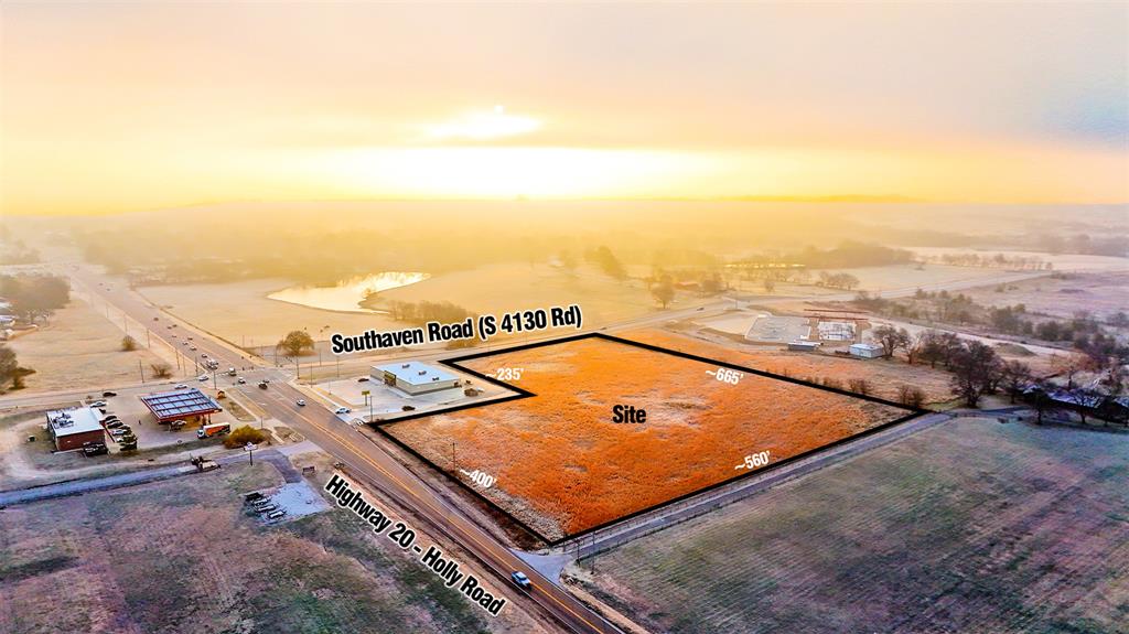 Aerial view at dusk