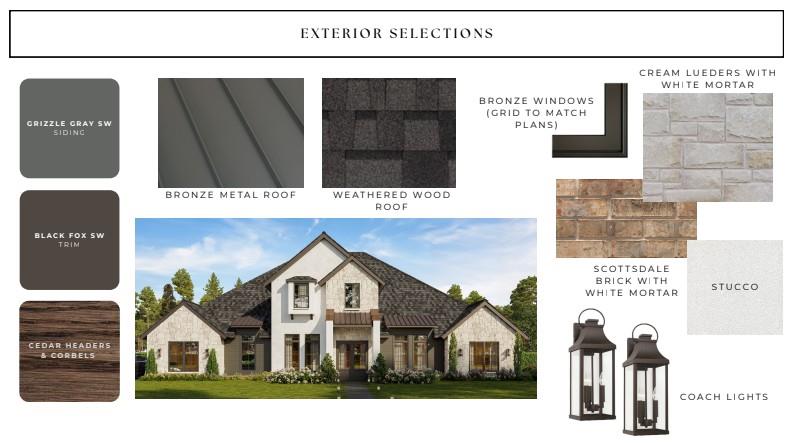 A striking blend of rock, stucco, and dark siding paired with metal ro – image 2