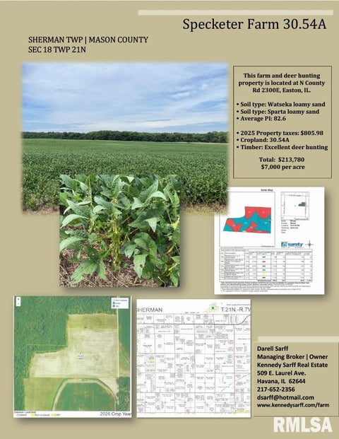 Vacant Land For Sale - N County Road 2300 E Road<br/> Mason County, Easton, IL 62633