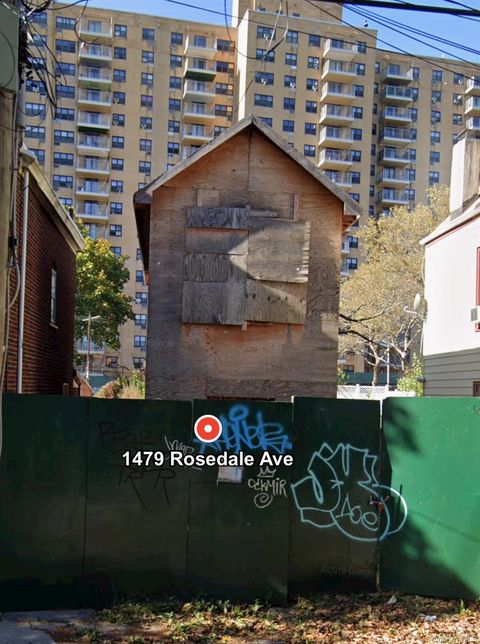 Vacant Land For Sale - 1479 Rosedale Avenue<br/> Bronx County, Bronx, NY 10460