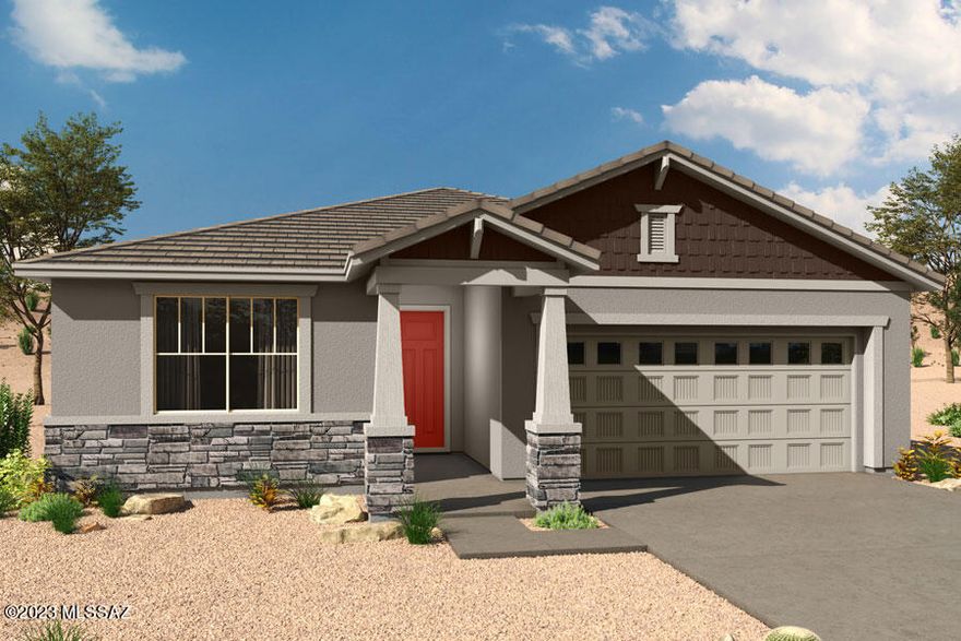 Acacia plan with Craftsman exterior. Home offers 3 bedrooms, 2 full baths, open Greatroom, Den, breakfast nook & covered patio. Gourmet kitchen features gas cooktop,  wall mount hood vent, built-in microwave, electric oven, granite counters, dishwasher and walk-in pantry. Beautiful Owner's suite has huge walk-in closet and tiled walk-in shower. Other upgrades include 8' interior doors, executive height cabinets in both baths, ceiling fan outlets, 2-tone paint and more! Please see photos for Design selections