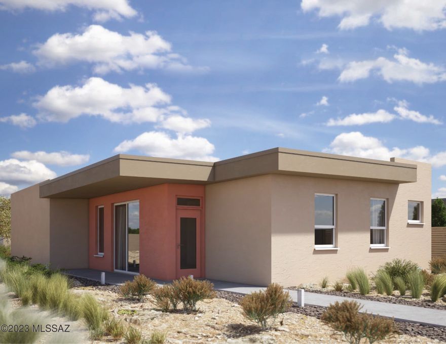 The Urban, a 1041 sq ft one level home with 2 bedrooms, 2 baths and a 2 car garage. Located in Corbett Village, the city of Tucson's newest centrally located community. Energy efficient new house built by Pepper Viner Homes , the 7 time SAHBA Builder of the Year recipient. 
Quick move in home under construction