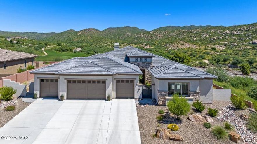 2 yr new Bacara in SaddleBrooke Preserve w 2 guest suites + private Casita sited on prime lot w panoramic mountain, golf & desert views. Spacious great room has wall of glass taking advantage of the stunning views. Magnificent island shows off the contemporary kitchen w Wolff & Sub Zero stainless appliances & plenty of storage. Open Dining Area w windows on 2 sides. Owner's Retreat has great views, spacious en-suite w large walk-in shower & walk-in closet. Wood & tile floors except in den & 1 guest bedroom, convenient powder rm, den/office, fireplace, abundant storage & 4 car extended, heated & cooled garage. Covered patio doubles as outdoor living room. Room for private pool in spacious side yard. Expanded hardscape is ideal for watching wildlife, golf or the ever changing mountain views.