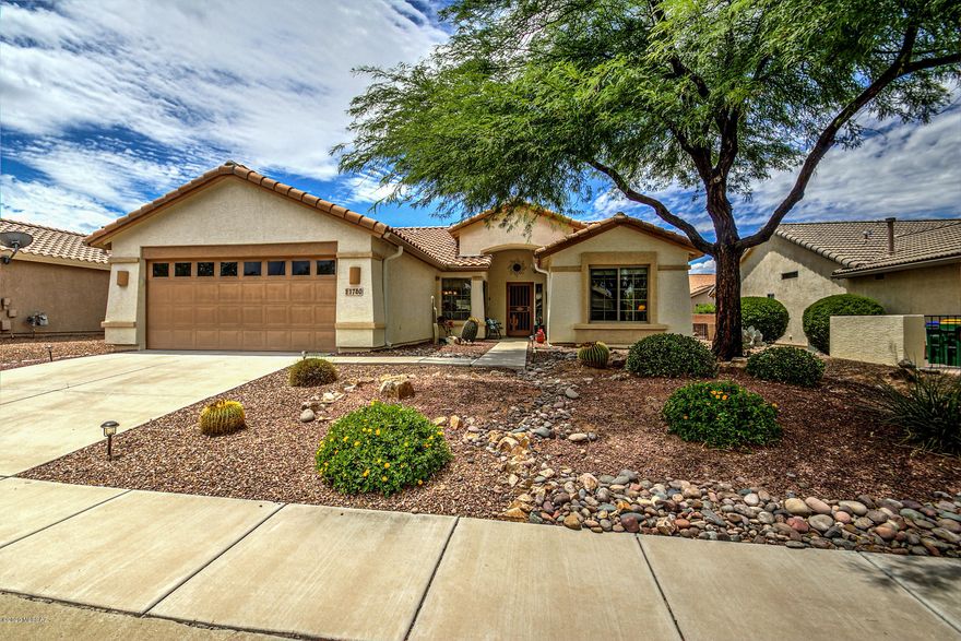 Fully furnished move-in ready home in Quail Creek. Attractive Oakmont model  2 BR and 2 BA + spacious den looking out to the covered patio. Vaulted ceilings in the great room open to the bright and welcoming kitchen with light filled dining area. Privacy for your guests with split BRs, Ceiling fans throughout. Ceramic tile showers with updated glass door in MBath.  Salt-free water softener. Very well maintained home with new roof in 2019,. New water heater 2020.  1569 sq ft is ideal size for a seasonal home, year round or immediate rental with great rent history.  Low maintenance yard. All household contents,dishes, linens, furnishings, bikes,and a golf cart are also available to purchase on a Separate bill of sale. Just bring your toothbrush and you can move right in and enjoy!