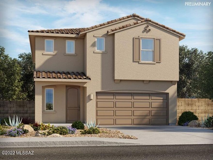 Brand NEW energy-efficient home ready December 2022! A spacious kitchen with an island is just steps away from the dining area that adjoins the great room. Slate cabinets with dusty white granite countertops, stone-look tile flooring and warm beige carpet in our Calm package. Set against the stunning backdrop of the Rincon Mountains, this community is located within the highly desirable Vail School District and offers easy access to the 1-10 and major employment centers. Known for their energy-efficient features, our homes help you live a healthier and quieter lifestyle while saving you thousands on your utility bills.