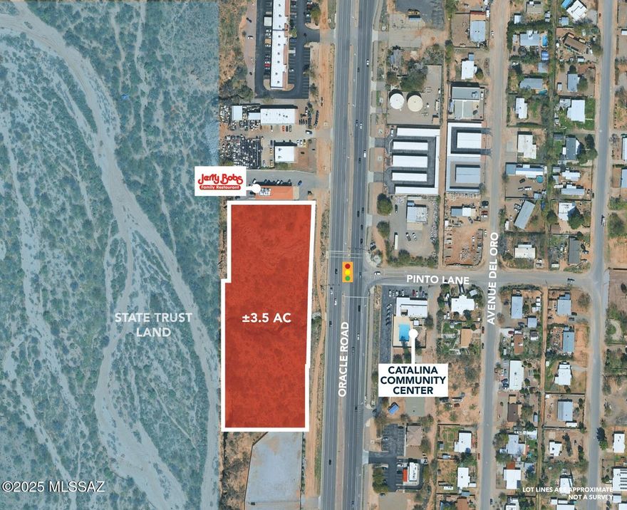 RARE ORACLE ROAD FRONTAGE -- 3.5 ACRES, CB-2 ZONING (CATALINA, AZ)
Outstanding commercial development opportunity featuring 650+ ft of State Hwy 77 frontage in Catalina. 3.5 acres, three contiguous parcels, CB-2 Commercial zoning, and all utilities available (Tucson Water, TEP, Pima County Sewer, Southwest Gas).
Approved concepts supporting 20,000+ SF of commercial. Suitable for retail, auto/RV, self-storage, office, hospitality, contractor yard, and more.
Surrounded by Saddlebrooke, Saddlebrooke Ranch, Eagle Crest and other thriving communities with strong traffic counts. Seller will sell all or part.
Buyer to verify all information. Ask Broker for a detailed Marketing brochure with more information.