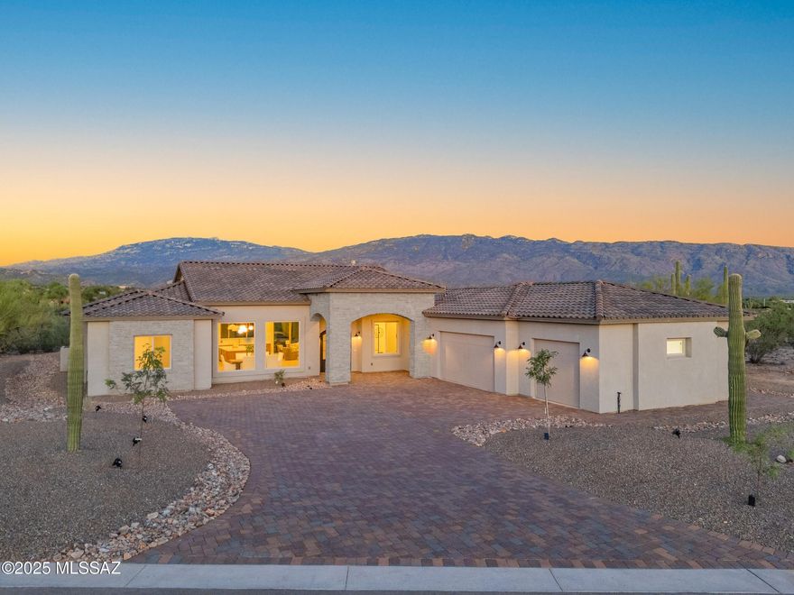 Beautiful Rincon Mountain and Reddington Views! this open concept floor plan, incorporated with outdoor living, boasts 4 BR with an amazing kitchen and Butler's Pantry, Private Office, Great Room, Formal Dining, and laundry/mudroom is a great place to call home! Large 1.213 acre plot in a beautifully landscaped and gated community.  Come and see this brand new home in the newly opened Rancho Soldados Phase II community.