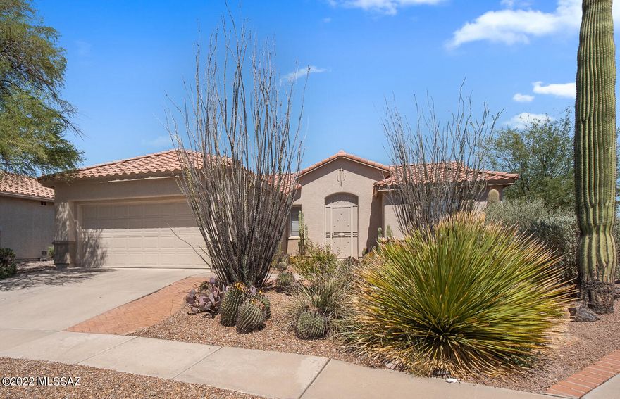 Nestled in the North Tucson Mountains Foothills, the Premier 55+ Community of Sunflower is offering this San Marcos floor plan with 3BDRMS/2BA & 
Hobby Room. Enter through the foyer and into the vaulted Great Room with Fireplace and Dining Area. The Kitchen hosts a breakfast bar and Island in bay window. The Hobby Room off the kitchen gives you extra pantry space along with built-ins and desk area. The Primary Bedroom has a bay window and the en suite includes a large walk-in shower. The Guest Room is close to the Guest Bath which has a tub/shower combo. The Third Bedroom can also be used as an office or den.  The covered patio will give you hours of enjoyment in the warm Tucson evenings. And you get all the amenities Sunflower has to offer. Seller will entertain offers $350,000-$375,000.