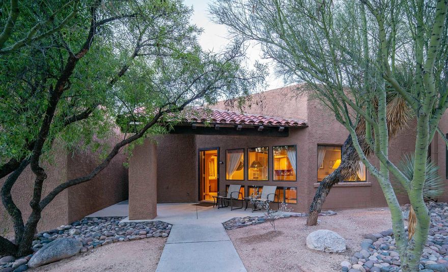 Enjoy the tranquility of this delightful casita located on the pristine grounds in the heart of the world renowed Canyon Ranch Wellness Resort. Walking distance to the two-mile loop trail, Sabino Creek, tennis courts, swimming pools and the state of the art Spa and beauty salon. Windows invite the peaceful Sonoran Desert landscaping and mountain views in your living room. Brightened by living room, kitchen & bathroom skylights. Exposed wood ceiling beams reflects touch of southwest. Enjoy year around hiking, cycling and various outdoor activities. Round the clock fitness and wellness classes taught by dedicated experienced staff. Enjoy Dining at the two venues offering healthy gourmet dishes. Make your casita into a resort living healthy vacation destination or your permanent sanctuary in a guard-gated community. This casita is offered furnished with no exclusions. 
Resort Membership fee $990/month reflected as Rec. Fee. Ask agent for details.