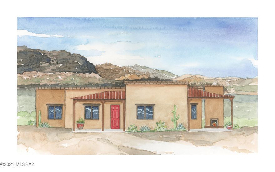 Panoramic mountain views in this 4 bedroom - split plan in luxury gated subdivision. Concrete Stained floor, old Tubac style. Enjoy your exterior fireplace. Brand new home all builders warranties, completion late June