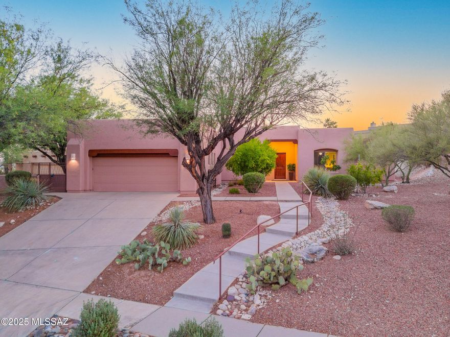Welcome to the coveted Ventana Ridge gated community! This elevated lot has no neighbors behind it, giving you the peace and privacy you've been searching for. Immediately upon entering, you are greeted with soaring ceilings and large windows overlooking the heated pool and spa. The neutral color palette allows buyers the flexibility to truly make it their own. The sprawling space is over 3,000 sq ft on 1 story. Not only are there 2 large living spaces, but there is also a covered patio with gorgeous views of the sunsets, perfect for entertaining. The primary bedroom is spacious, while the bathroom features a walk-in shower and relaxing soaking tub. This home also features a FULLY OWNED solar panel system, an RO system, and all of the appliances, making this home completely move-in ready! This prime location not only offers close proximity to Sabino Canyon, but is also just 15 minutes to luxury shopping at La Encantada Mall, and is located within the highly rated Catalina Foothills School District. This property truly has it all. Schedule your showing today!