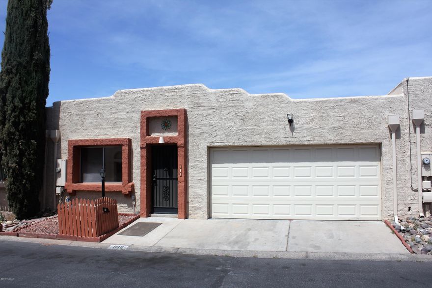 Bright home! Languish knowing this is totally low care! Totally easy living! Open living room and kitchen! Nice eating area. Nice walled yard! Access yard from your room or living area! Location! A great location! Neighborhood features a fabulous pool, spa and covered rec area! Close to all your shopping needs...such as Tucson Mall, restaurants and more! All the appliances stay!