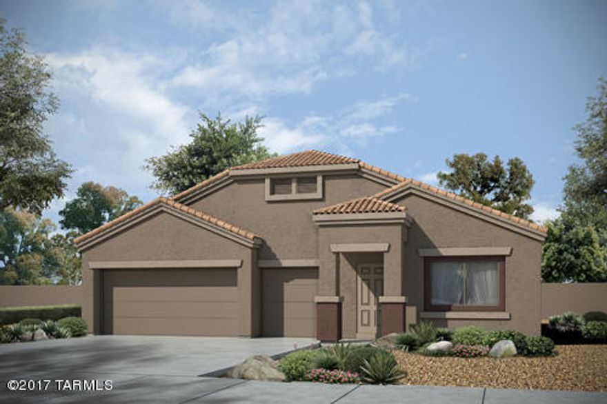 This popular floor plan comes with 3 bedrooms and a den.  The great room is off the kitchen with vaulted ceilings creating an open spacious feel. The kitchen is nicely appointed with granite countertops and stainless steel appliances. This home is also set up for outdoor living and entertaining with a huge extended covered patio.  Additional features include 18 x 18 ceramic tile and upgraded carpet.  Brand new construction Energy Star Qualified Home - with a builder warranty.  Currently under construction - estimated completion by the end of July 2017.