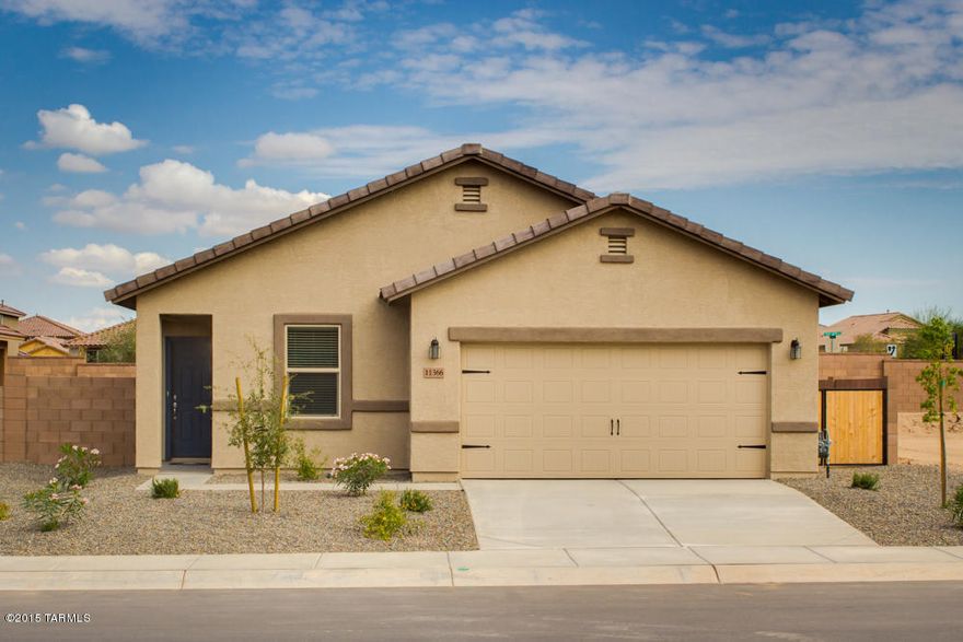 The Taos floor plan is located within the picturesque community of Sonoran Ranch. This beautiful, new one story home features an open floor plan, 3 bedrooms and 2 full bathrooms. This new home comes with over $10,000 in upgrades including energy efficient kitchen appliances, spacious countertops, custom wood cabinets, brushed nickel hardware and an attached two car garage. The Taos showcases a master suite complete with a walk-in closet, as well as a fully fenced backyard, covered entryway and front yard landscaping. Dispersed throughout the Sonoran Ranch community you will find miles of walking trails, as well as a park with a children’s playground and a spacious picnic area.