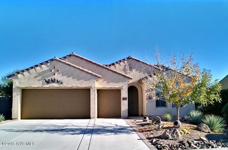 This was one of Robson's newer models, the Riva, built in 2011 w/1,684 sq. feet, w/a 2 Car Garage PLUS a Golf Cart Garage. It is a very inviting home w/a very livable floor plan including 2 bedrooms, Great Room, Den & 2 full Baths. This lovely home is situated on a cul-de-sac w/a private backyard. The Kitchen has Granite counters, SS appliances, R/O system  also plumbed to the refrigerator, 36'' Cabinets with lower pull-out shelves & a Gas range/stove. The Kitchen is open to the Great Room & eating area. Split Bedroom plan offers privacy for you & your guests. The Master Bath has a walk-in shower & Dual vanity. Laundry Room has Storage Cabinets, rod for hanging clothes & utility sink. House shows great w/neutral colors thruout. Tile in all living areas, carpet in Bedrooms & Den.  Security Screen Door at entry. Gas Stub on Patio for BBQ. View this house & make it your home!