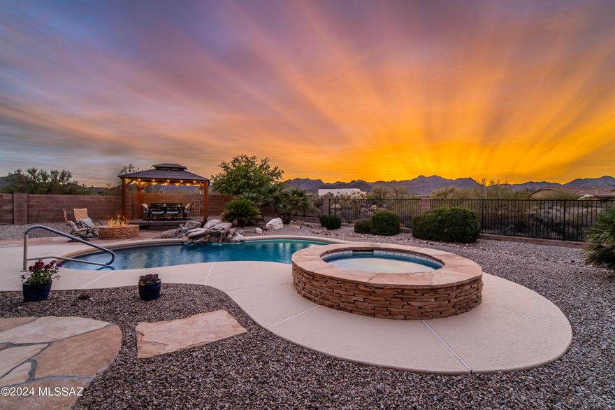 Introducing this stunning 5 bedroom, 3 bath home situated on almost an acre of land in a desirable gated community. This one-story gem boasts a spacious floor plan, offering just under 3000 sqft of living space.

The home features both a living room  and family area with a fireplace, as well as an updated kitchen, providing ample space for relaxation and gatherings. 

The large master suite is a true retreat, complete with a soaking tub, a huge closet, and sliding doors that open up to the backyard. Imagine waking up every morning to the beautiful view and enjoying the privacy and tranquility of your own oasis. This property also offers an extended 3 car garage, providing plenty of space for parking and additional storage. The long driveway ensures that there is ample room for your guests when they come to visit.

Step outside to the backyard and discover a covered patio, perfect for outdoor dining and entertainment.  There's even a built-in grill and beautiful fire pit area allowing you to host memorable barbecues with friends and family. The gazebo provides a shaded space for a large table and chairs, creating a perfect setting for entertaining. This backyard is highlighted by a gorgeous pool and spa. Jump in and enjoy a refreshing swim, or simply lounge in a hot bubbling spa enjoying the breathtaking sunset views. With no close neighbors, you'll have the ultimate privacy to unwind and enjoy your surroundings.

This home has been meticulously maintained and comes with new AC units, ensuring optimal comfort throughout the year. It also offers plenty of storage space, allowing you to keep your belongings organized and clutter-free.

Don't miss out on the opportunity to own this incredible property. Schedule a viewing today and experience the epitome of luxurious living in a serene and gated community.
-
