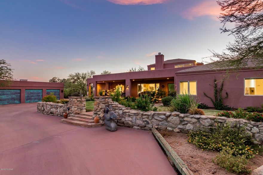 First time on the market for this stunning estate on over 3 acres, with panoramic views including Sabino Canyon and Thimble Peak! Home offers 3256 sq ft in the main house and 603 sq ft guest quarters with separate entrance, full kitchen, perfect for a multi-generational family. You will love the large, southwest style rooms with high ceilings and fabulous views from every window, 3 large bedrooms in the main house including upstairs owners retreat with private patio. Large office, breakfast nook with built-in bench, beautiful fireplace in the family room and stone floors. Multiple patios offer expanded living including serene pond with tons of privacy. Oversized 3 car garage with separate storage room, large workshop, 220 electrical service and utility sink. So much to offer! Owner/Agen