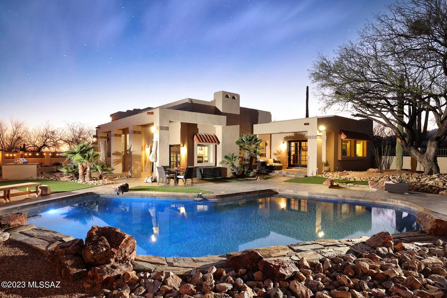 Stunning property in La Cebadilla Estates. This Exceptional home is nestled in the Valley where the Catalina and Rincon Mountains meet in Tanque Verde Valley.  Sellers remodeled with a focus on Quality & Character. This 4+ acre Horse property offers Magnificent views from every window of the home. Enter the property & be Amazed at the Eye catching detail paid to this Remodeled Beauty. 4 Bdrms/4 bths in main house, Living room w/bar, & fireplace, Separate Dining & Library w/see-thru fireplace, & did I mention the Views from every room? Kitchen is a dream. Second story houses Guest Quarters w/separate entry & Generous size Media Room. The Resort like backyard features; Pool/Spa, Pool Cabana, new BBQ grill, fenced area w/Barn & Spectacular views!.  A very special place to call home!
