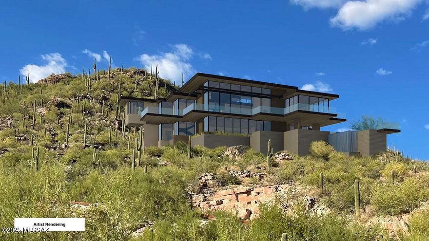 Introducing the newest vision by the Architect/Builder Kevin Howard. ''SKY ISLAND' is a to be built home on the edge of a Granite Wall dropping into a pristine desert canyon to the east along with 180 degree views of the Tucson Valley to the south. Morning sunrises and Sabino Canyon will be seen easterly through a neighboring mountain saddle. This home will sit on a one of a kind 7.94 acre site that will captivate the DRAMATIC vision for this new homeowner. Originally conceived as a 7,300 SF on 2 levels or reduce to 5,000 SF as you choose. This home is designed to capture and showcase the sunrise to the east, sunset to the west and the expansive Tucson Valley below. See attached documents for a more complete description of the home's features, optional floor plans and elevations.