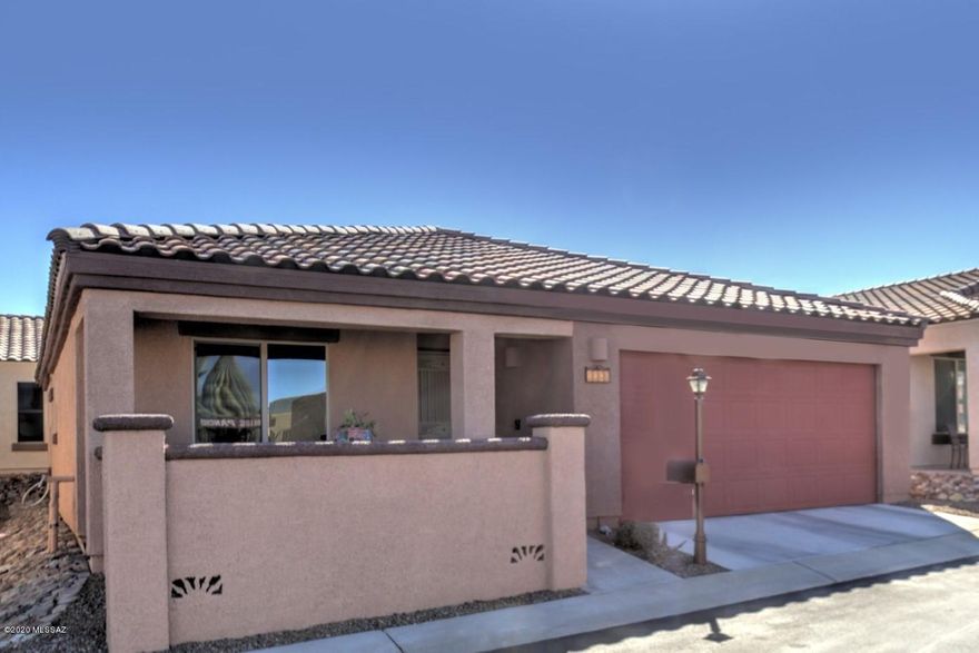 Built in 2015, this Rancho Resort home is better than new! 2BR/2 BA + den w/ french doors. Beautiful kitchen with cherry cabinets & gorgeous granite. New skylights provide a light, bright kitchen with with SS appliances and Gas Range too. Dining area adjacent to open concept kitchen/great room. Split BR's  and baths with stylish solid surface countertops  Recent enhancements include an inviting enclosed/ extended covered front patio, that's ideal for you and your guests.  The  clubhouse, and ammenities are within walking  distance (pickle ball, pool, club house, etc). Your AZ resort  lifestyle awaits!