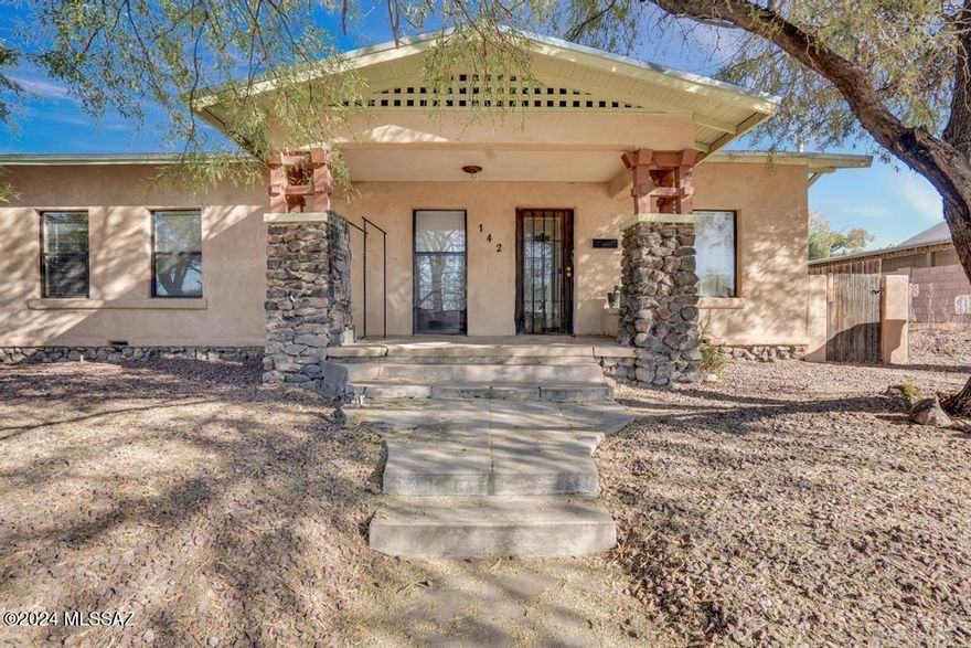 Prime location! This unique corner property is a charming 1922 craftsman bungalow duplex.  Highly sought after Historic Pie Allen Neighborhood. 3 blocks to the U of A. Close to shopping, dining. biking and bus routes. Only minutes away from Downtown Tucson. Both units are 2 bedroom and 1 bath. Unit 1 (142 N Tyndall Ave) is currently occupied.   Unit 2 (904 E 9th St) is currently vacant. Available for showings. Solid investment property.   Owner occupant may apply to receive historic property tax status.