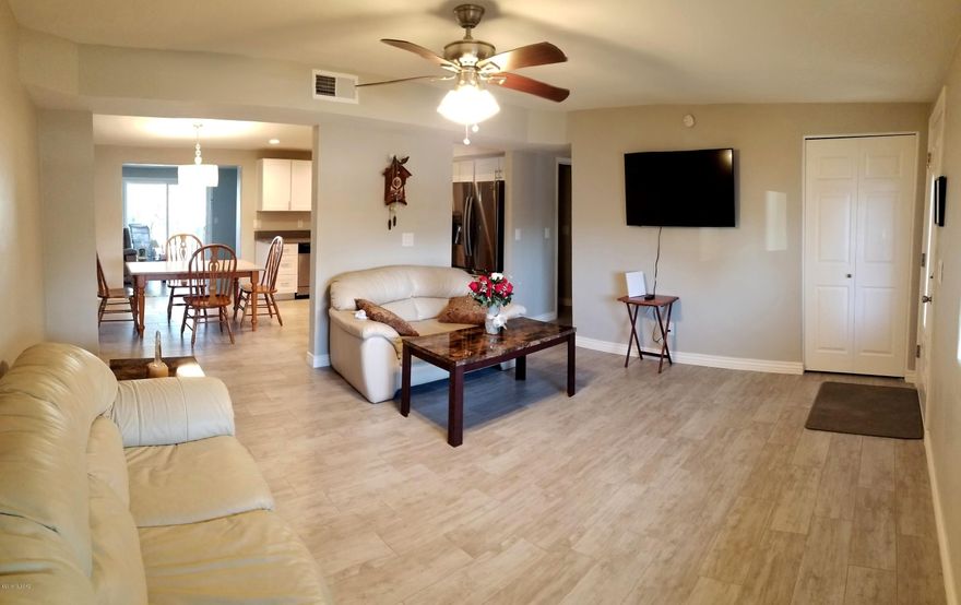 Great home near Lincoln park and Pima College East. Remodeled kitchen with SS appliances. Both bathrooms have been recently remodeled with new tile and vanities. New tile floors throughout except the bedrooms. Resort like backyard with large pool.