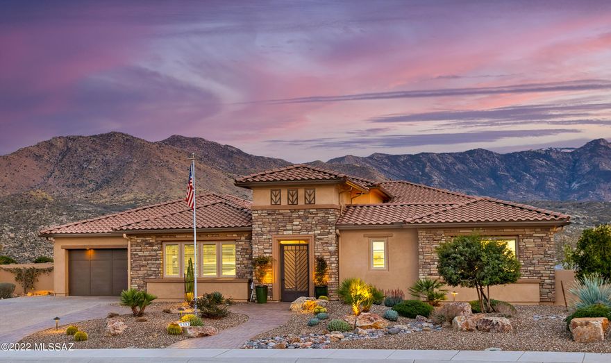 Catalina mountain views reign supreme from this Luxury home in The Preserve at SaddleBrooke. Elevated lot on the 13th fairway offers panoramic vistas.  Better than New, Sonrisa plan with casita is appointed with over $160,000 in aftermarket upgrades in addition to $250,000 in ''builder upgrades''.  Entertain guests from this large open kitchen  and expand your great room living space by opening the sliding glass doors to the 350 Sq.Ft. screened patio. Covered patio   has retractable awnings. Outdoor living areas include front courtyard with fire feature and back patio with built-in BBQ, & Pizza oven.  Save on energy costs with owned 7.6KW solar power system.  Surround sound, security system, water softener & solar screens.  Each bedroom has it's own bath.