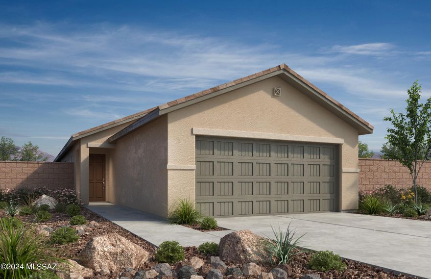 This beautiful single-story home is walking distance to the planned community park. The spacious great room leads to a covered back patio. The modern kitchen showcases gray cabinets, an island, pantry, and Whirlpool® stainless steel appliances. The primary suite boasts a walk-in closet, shower with cultured marble surround, and dual-sink vanity. Bedroom 2 features a walk-in closet for additional storage space. The laundry room is equipped with a washer and electric dryer. Price includes discount predicated on using seller's preferred lender KBHS. Eligible for up to 6% towards rate buy down or closing costs. Must use seller's preferred lender KBHS for financing. Projected closing month is June 2024. Property taxes are not available to date.