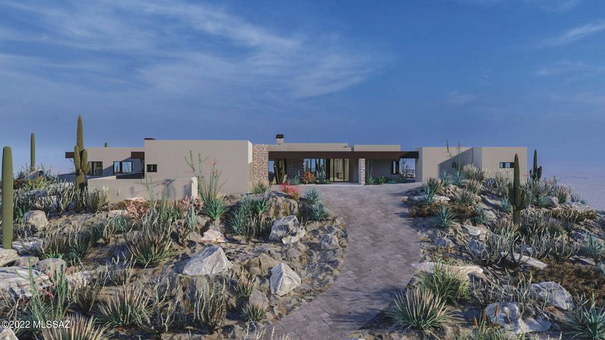 VIEWS! VIEWS! VIEWS! Soaring views in all directions! This Robinette-designed big view home with Catalina, City Lights and Santa  Ritas to the South Situated on a knoll within Moonlight Canyon in exclusive, gated Saguaro Ranch, this home will be a magnificent private retreat and place for gracious entertaining. Cobble-brick pavers in the drive and entry. The Great Room features a fireplace and floor-to-ceiling glass, with wrap-around patios that overlook the Tucson valley and surrounding mountain ranges. Kitchen has stainless steel Wolf appliances with 48'' gas range, built-in microwave, dishwasher and Sub-Zero refrigerator. Secluded Master suite & fireplace. Separate wing with Guest suites and Office.  Interiors by Lori Carroll with Miramonte Homes craftmanship!
Clubhouse Optional