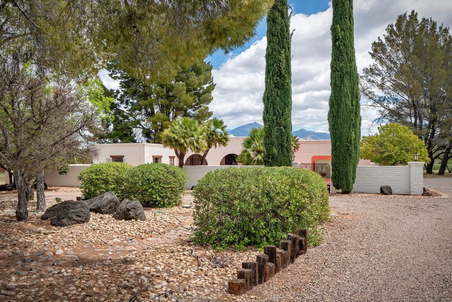 Classic Tubac home with a large west facing courtyard for lounging around the pool!  East facing patio overlooks the Tubac Golf Course with the beautiful Santa Rita Mountains in the background. The old world charm is enhanced by the exposed beams throughout.  Large bedrooms with large closets and 3 baths, an updated kitchen with adjacent family room or large eat-in area opening to the patio.